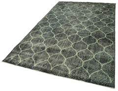Geometric Carpet Siyah Geometrik Pamuk Yün El Dokuma Halısı 165x278 Agacan