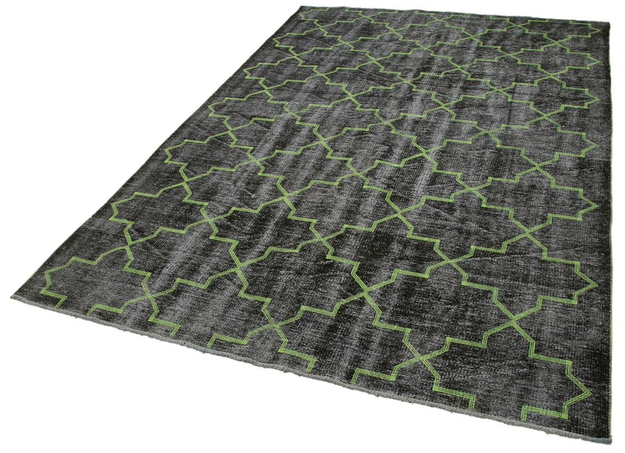 Geometric Carpet Siyah Geometrik Pamuk Yün El Dokuma Halısı 183x266 Agacan