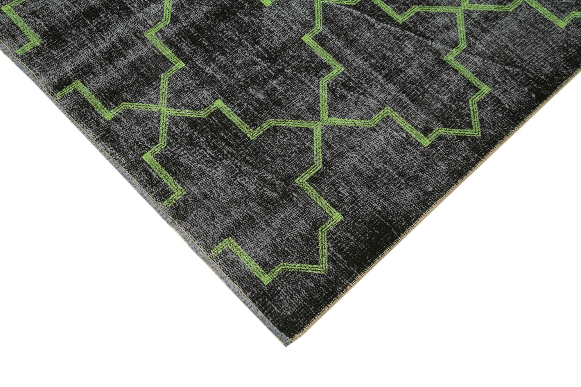 Geometric Carpet Siyah Geometrik Pamuk Yün El Dokuma Halısı 183x266 Agacan