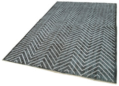 Geometric Carpet Siyah Geometrik Pamuk Yün El Dokuma Halısı 167x267 Agacan