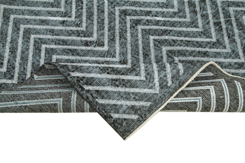 Geometric Carpet Siyah Geometrik Pamuk Yün El Dokuma Halısı 167x267 Agacan