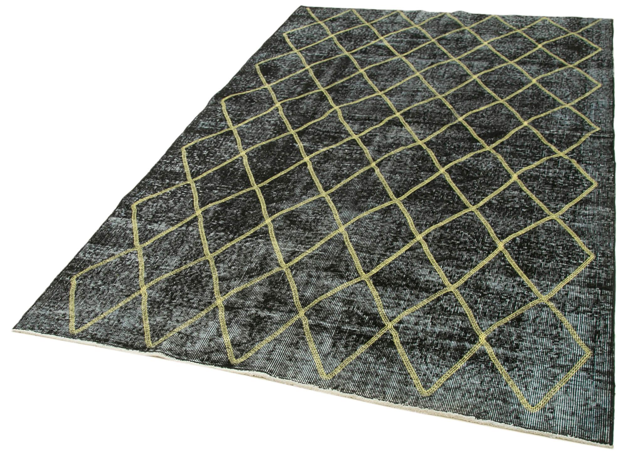 Geometric Carpet Siyah Geometrik Pamuk Yün El Dokuma Halısı 159x365 Agacan
