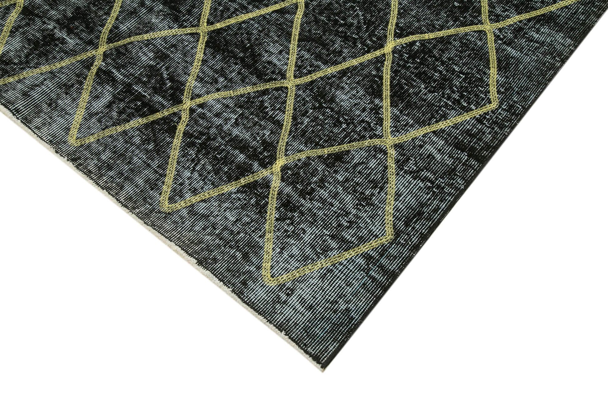 Geometric Carpet Siyah Geometrik Pamuk Yün El Dokuma Halısı 159x365 Agacan