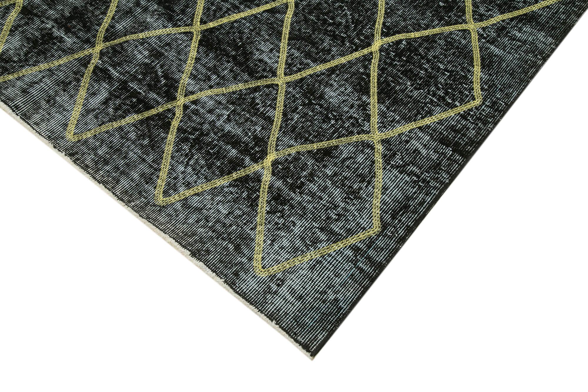 Geometric Carpet Siyah Geometrik Pamuk Yün El Dokuma Halısı 159x365 Agacan
