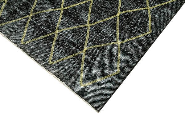 Geometric Carpet Siyah Geometrik Pamuk Yün El Dokuma Halısı 159x365 Agacan
