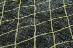 Geometric Carpet Siyah Geometrik Pamuk Yün El Dokuma Halısı 159x365 Agacan