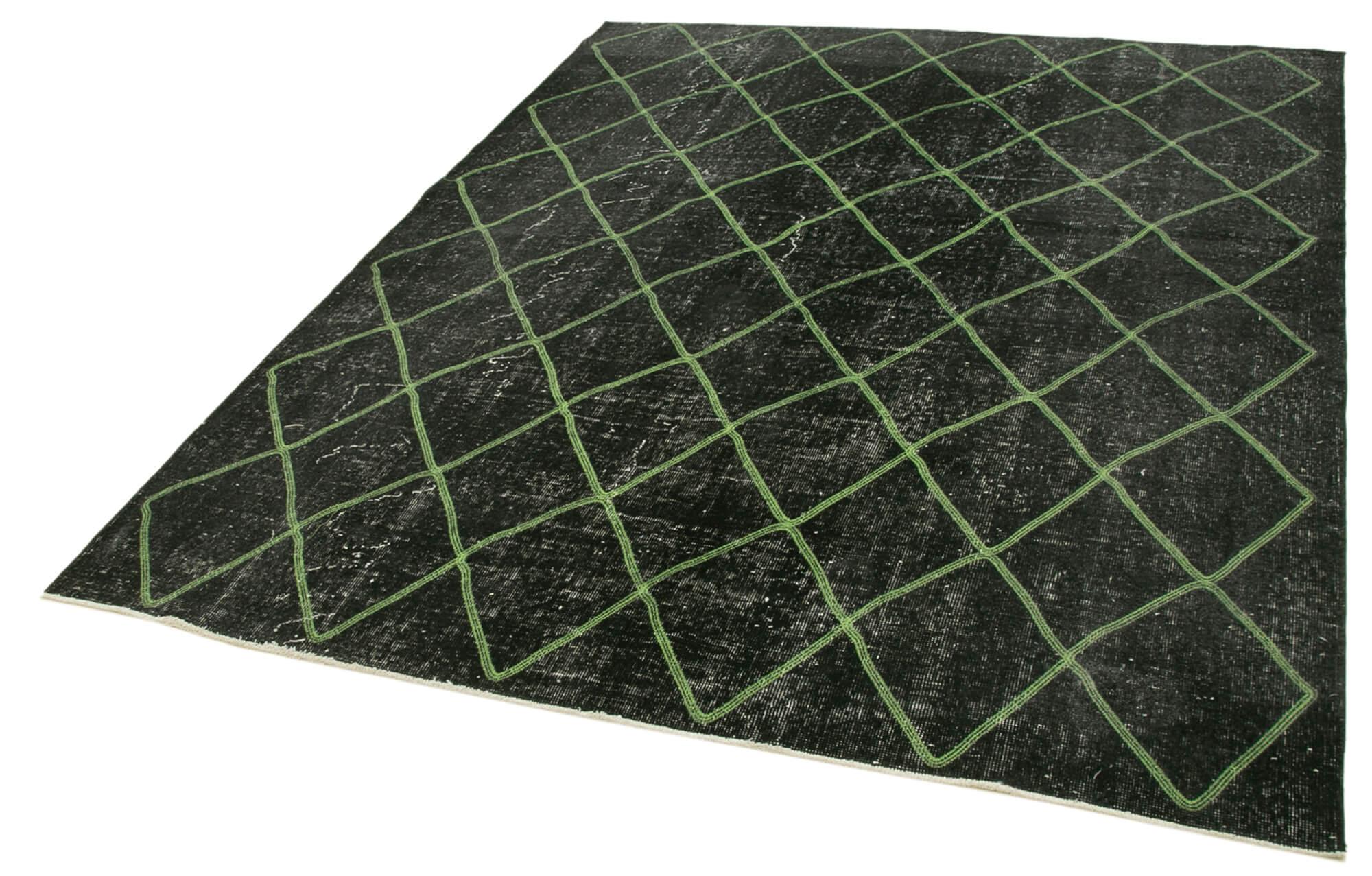 Geometric Carpet Siyah Geometrik Pamuk Yün El Dokuma Halısı 190x244 Agacan