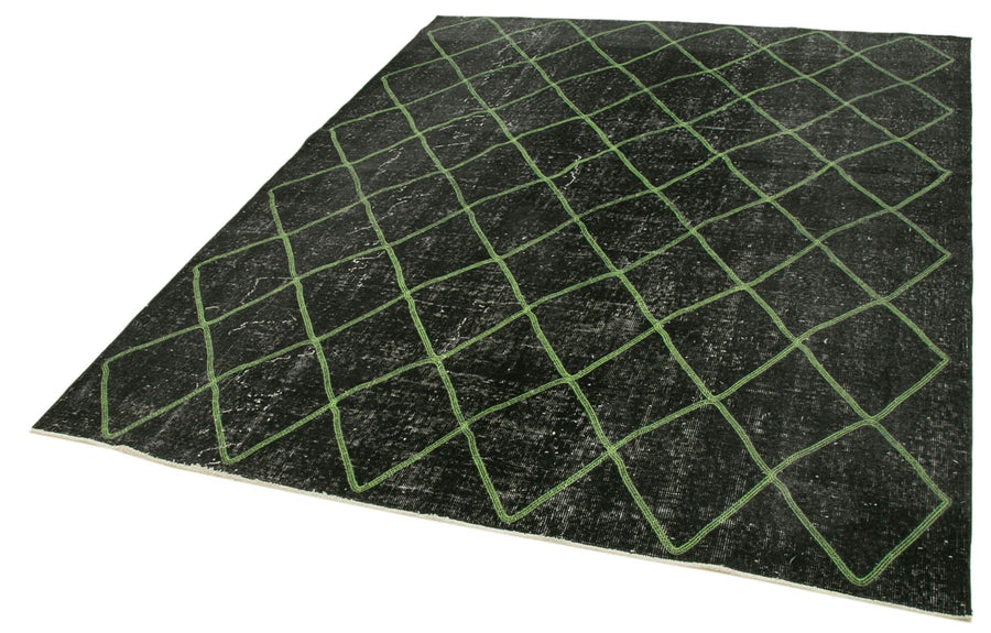 Geometric Carpet Siyah Geometrik Pamuk Yün El Dokuma Halısı 190x244 Agacan