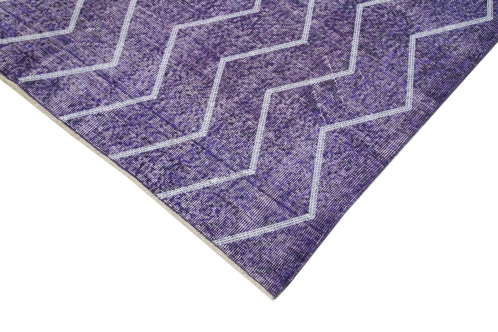 Geometric Carpet Mor Geometrik Pamuk Yün El Dokuma Halısı 177x287 Agacan
