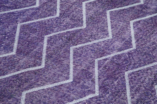 Geometric Carpet Mor Geometrik Pamuk Yün El Dokuma Halısı 177x287 Agacan