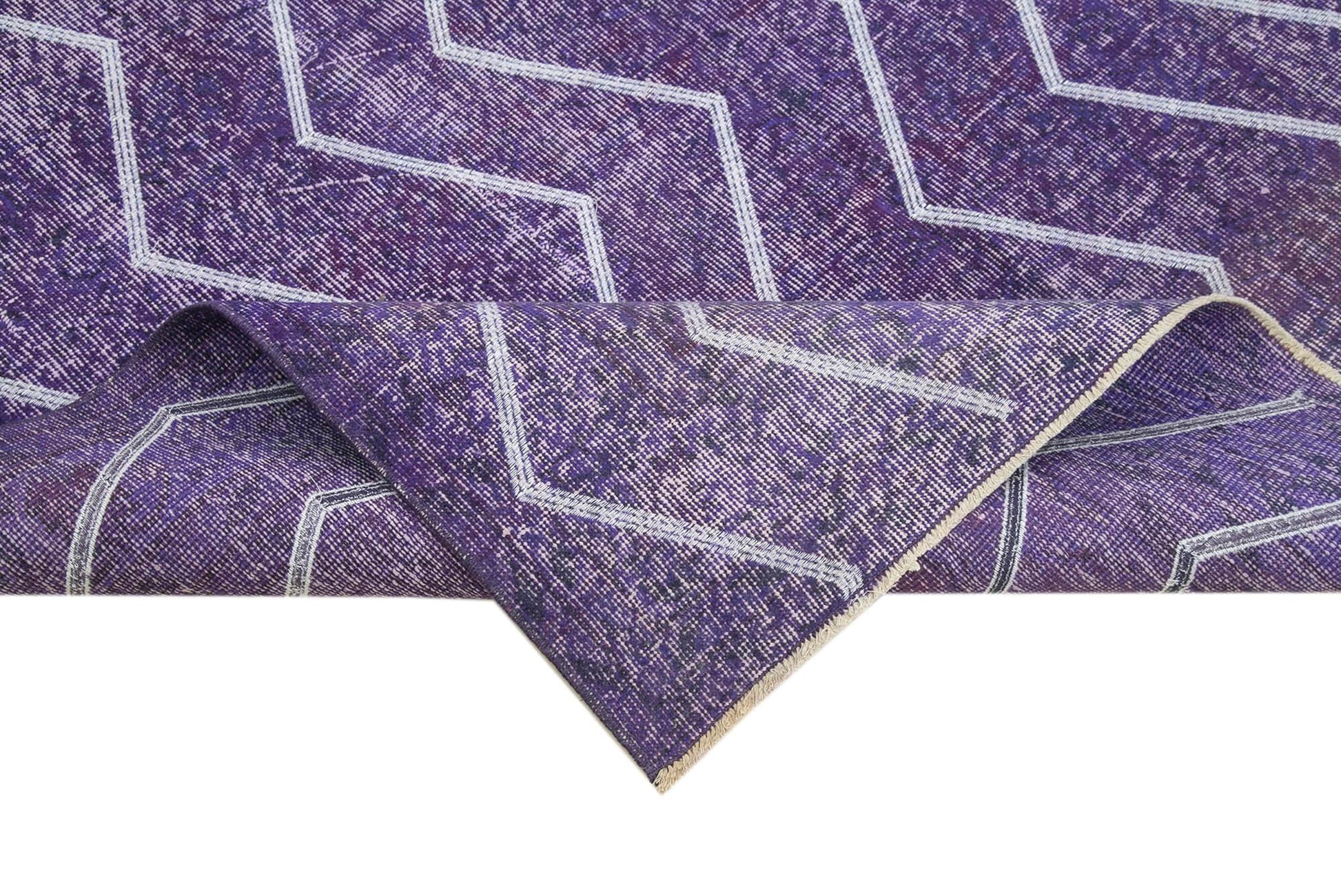 Geometric Carpet Mor Geometrik Pamuk Yün El Dokuma Halısı 177x287 Agacan