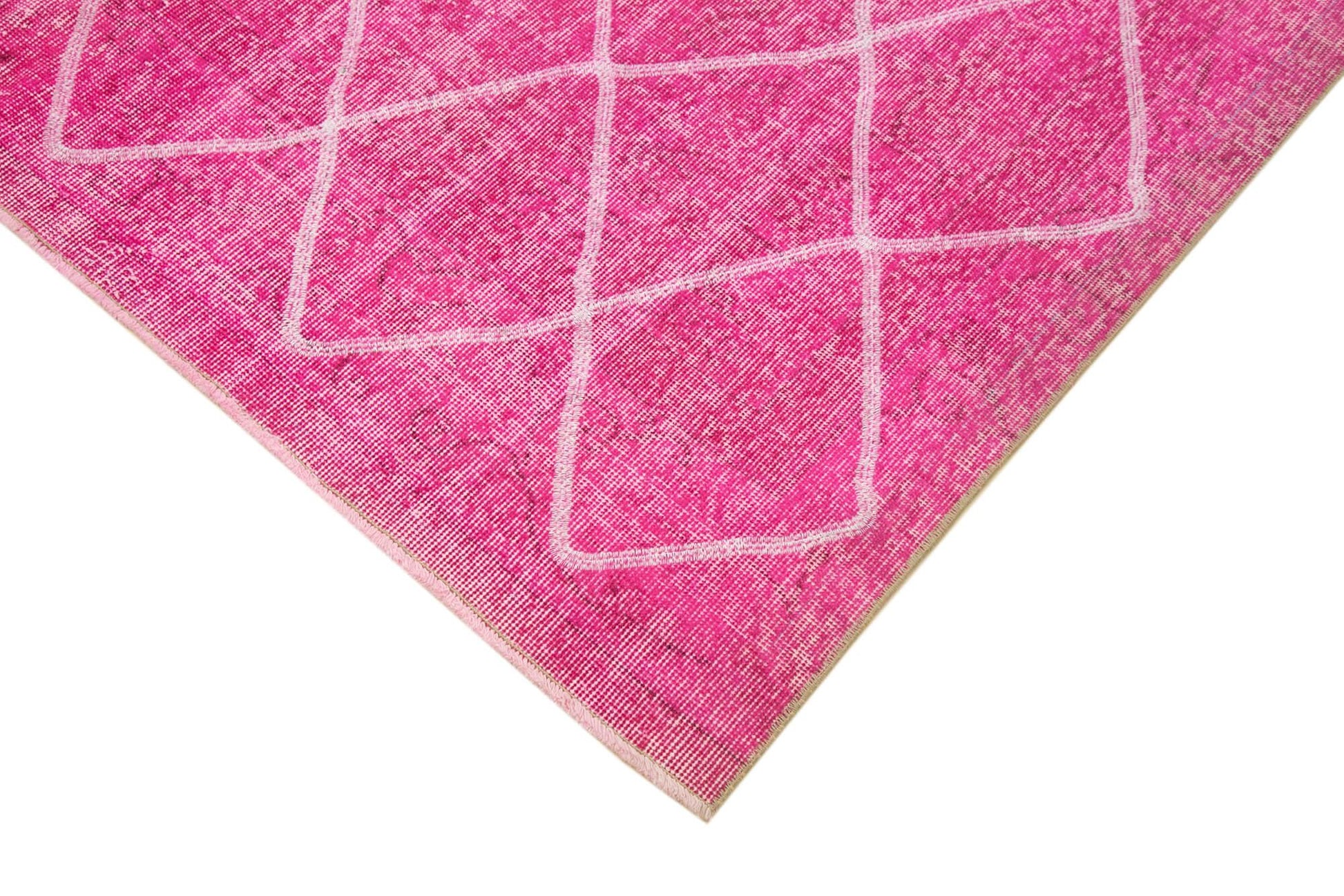 Geometric Carpet Pembe Geometrik Pamuk Yün El Dokuma Halısı 193x316 Agacan