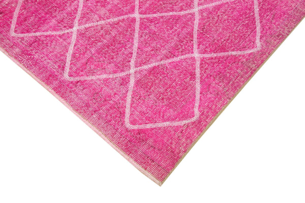 Geometric Carpet Pembe Geometrik Pamuk Yün El Dokuma Halısı 193x316 Agacan