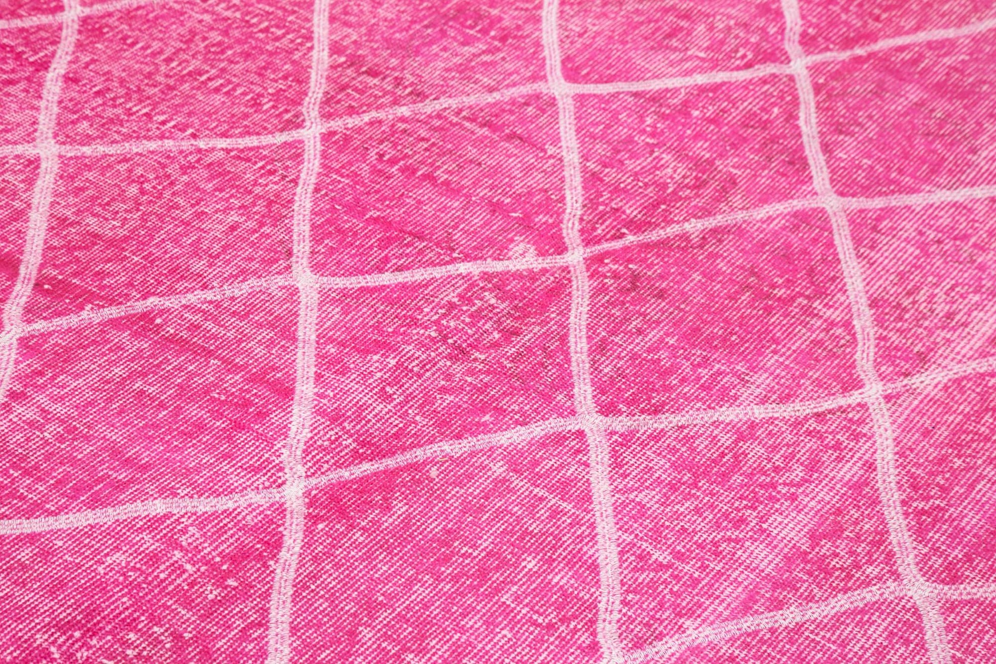 Geometric Carpet Pembe Geometrik Pamuk Yün El Dokuma Halısı 193x316 Agacan