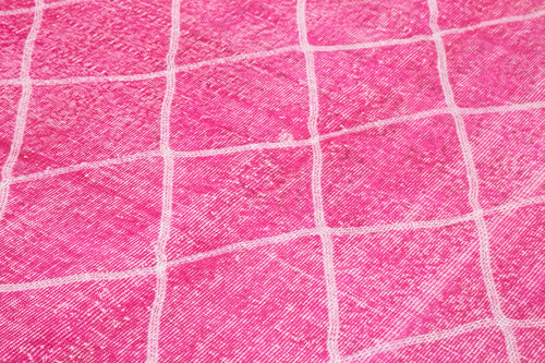 Geometric Carpet Pembe Geometrik Pamuk Yün El Dokuma Halısı 193x316 Agacan