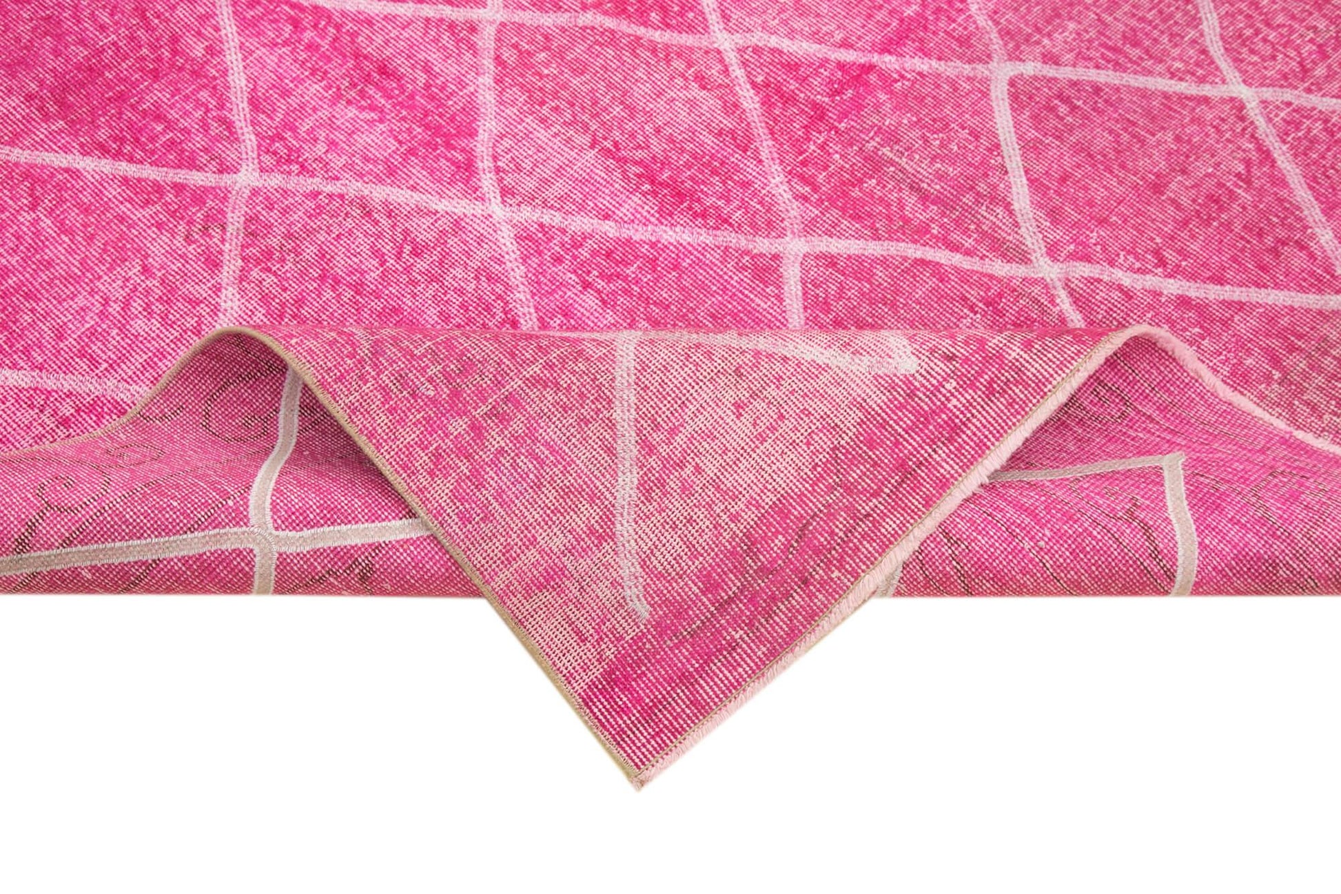 Geometric Carpet Pembe Geometrik Pamuk Yün El Dokuma Halısı 193x316 Agacan