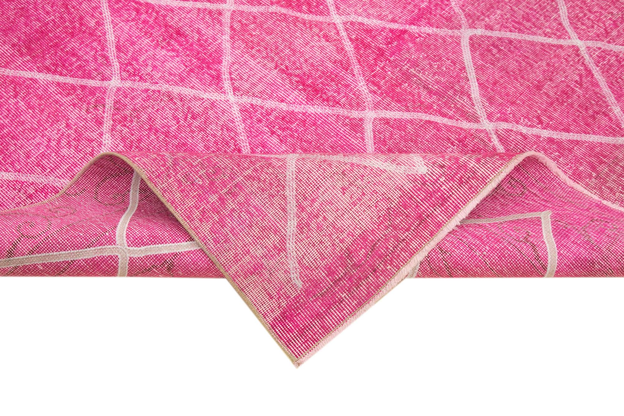 Geometric Carpet Pembe Geometrik Pamuk Yün El Dokuma Halısı 193x316 Agacan