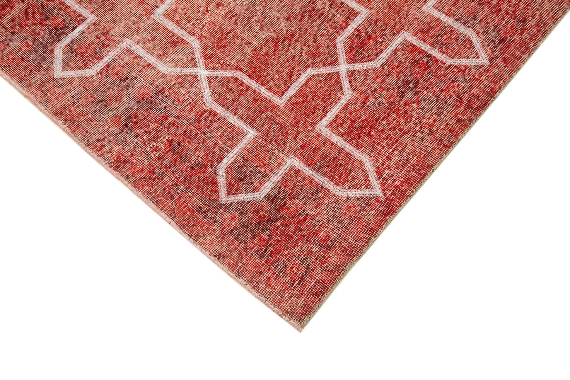 Geometric Carpet Kırmızı Geometrik Pamuk Yün El Dokuma Halısı 199x294 Agacan