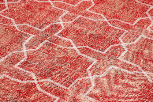 Geometric Carpet Kırmızı Geometrik Pamuk Yün El Dokuma Halısı 199x294 Agacan