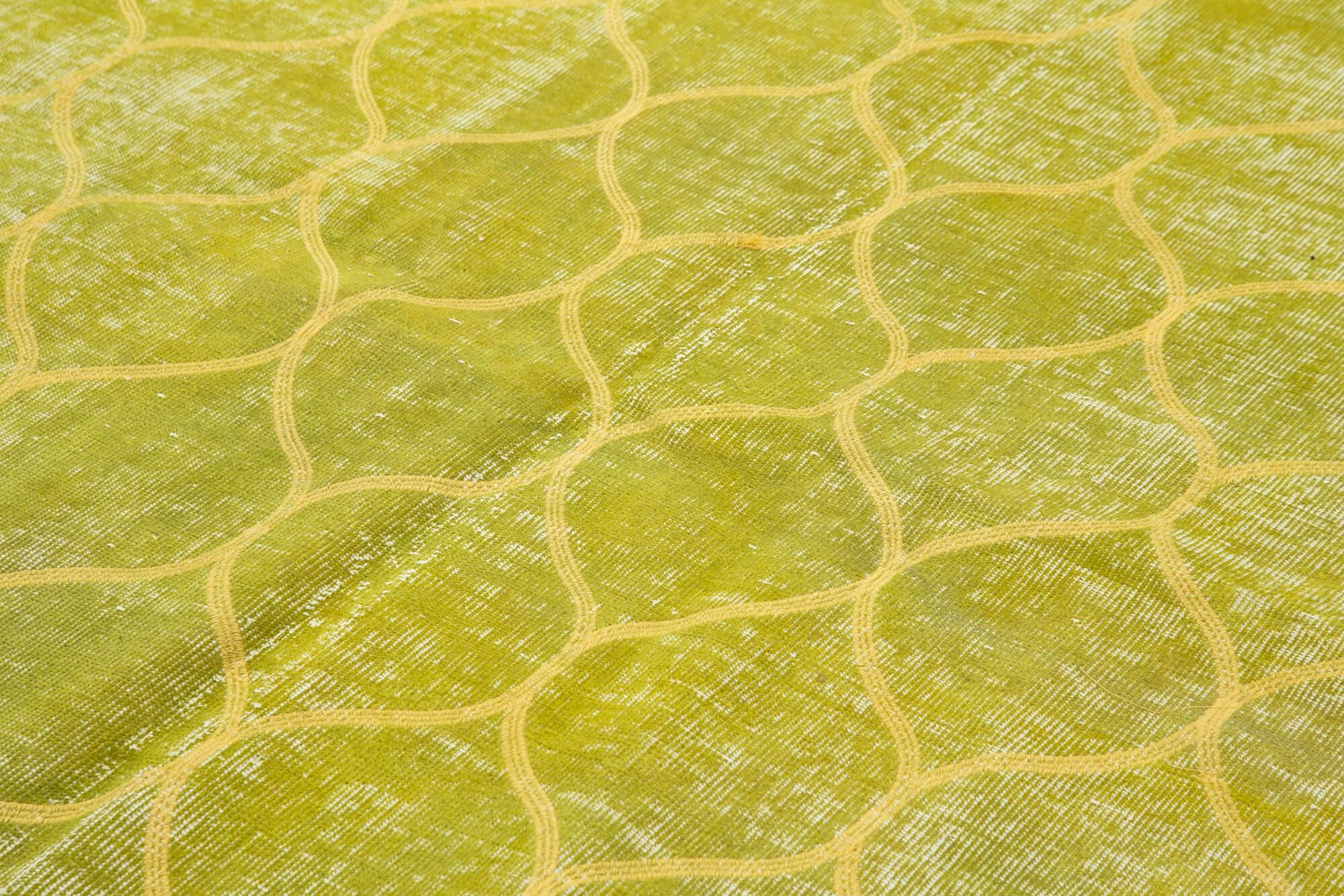 Geometric Carpet Sarı Geometrik Pamuk Yün El Dokuma Halısı 198x275 Agacan