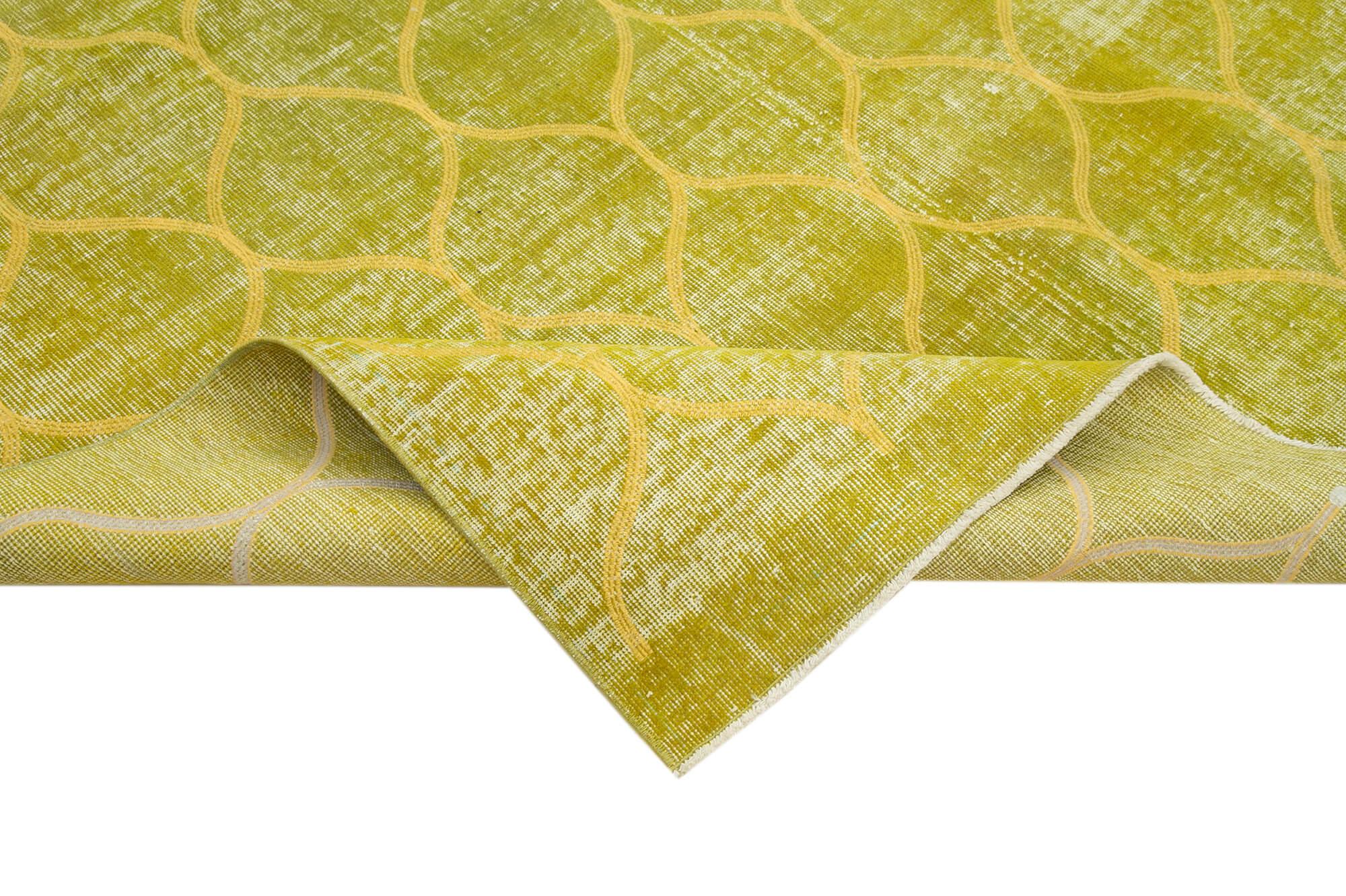 Geometric Carpet Sarı Geometrik Pamuk Yün El Dokuma Halısı 198x275 Agacan