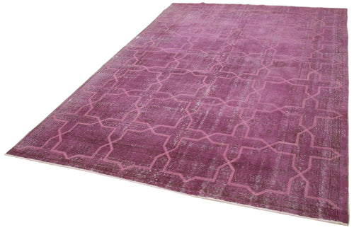 Geometric Carpet Mor Geometrik Pamuk Yün El Dokuma Halısı 208x313 Agacan
