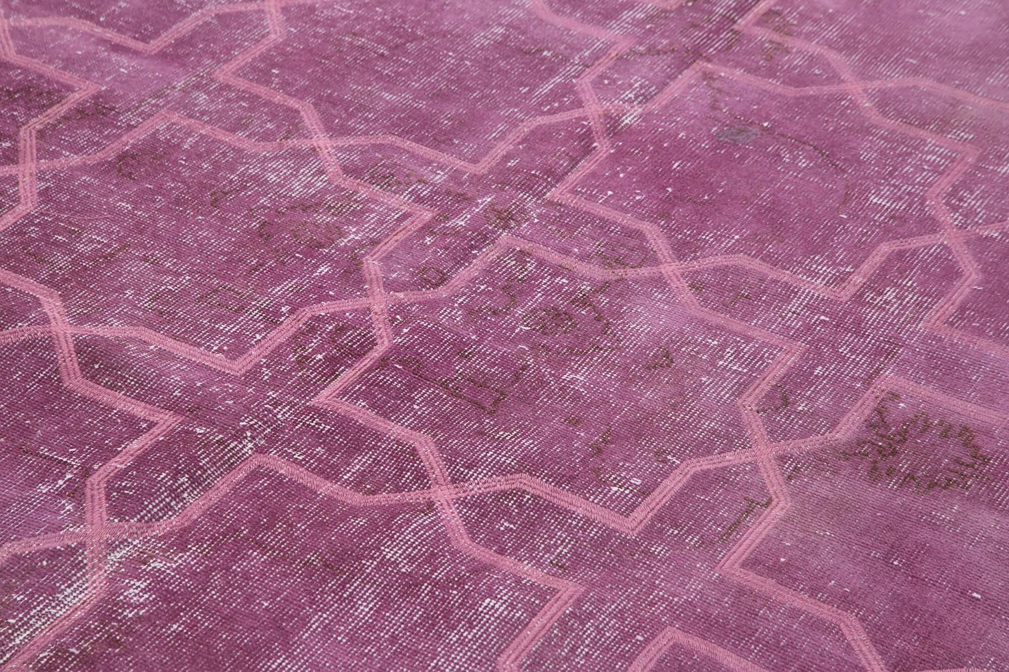 Geometric Carpet Mor Geometrik Pamuk Yün El Dokuma Halısı 208x313 Agacan