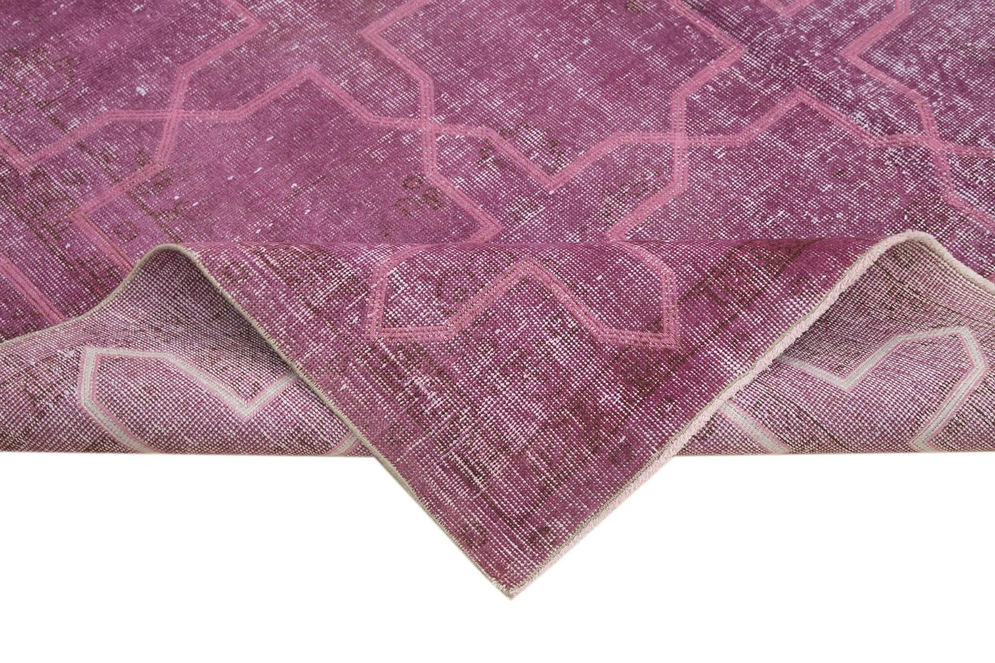 Geometric Carpet Mor Geometrik Pamuk Yün El Dokuma Halısı 208x313 Agacan