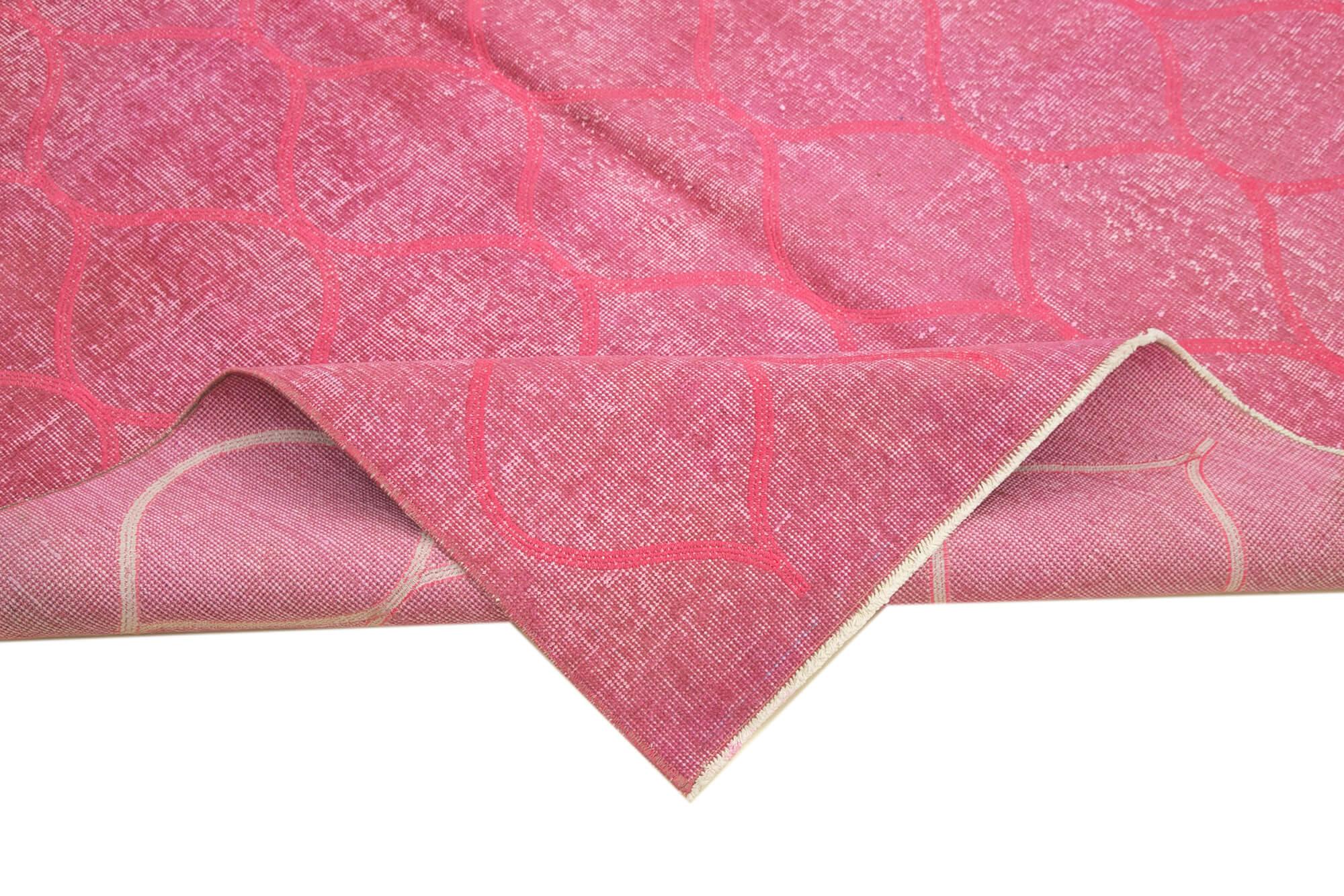 Geometric Carpet Pembe Geometrik Pamuk Yün El Dokuma Halısı 166x270 Agacan
