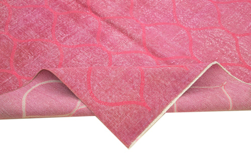 Geometric Carpet Pembe Geometrik Pamuk Yün El Dokuma Halısı 166x270 Agacan