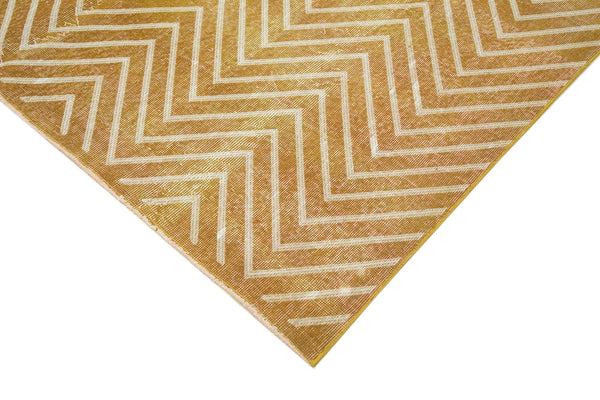 Geometric Carpet Sarı Geometrik Pamuk Yün El Dokuma Halısı 202x297 Agacan