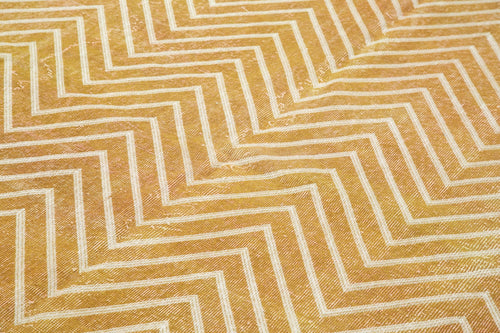 Geometric Carpet Sarı Geometrik Pamuk Yün El Dokuma Halısı 202x297 Agacan
