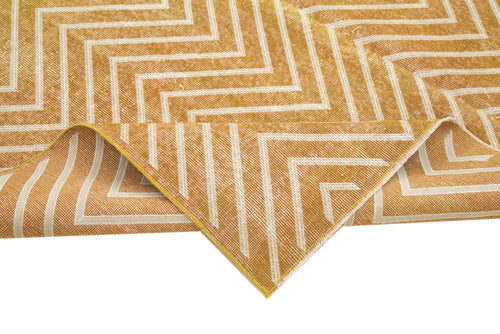 Geometric Carpet Sarı Geometrik Pamuk Yün El Dokuma Halısı 202x297 Agacan