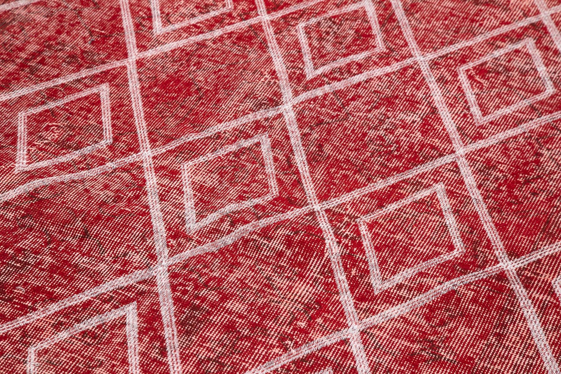 Geometric Carpet Kırmızı Geometrik Pamuk Yün El Dokuma Halısı 151x265 Agacan