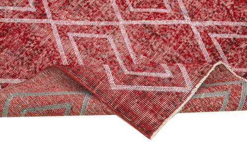 Geometric Carpet Kırmızı Geometrik Pamuk Yün El Dokuma Halısı 151x265 Agacan