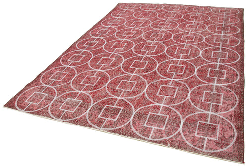 Geometric Carpet Kırmızı Geometrik Pamuk Yün El Dokuma Halısı 210x322 Agacan