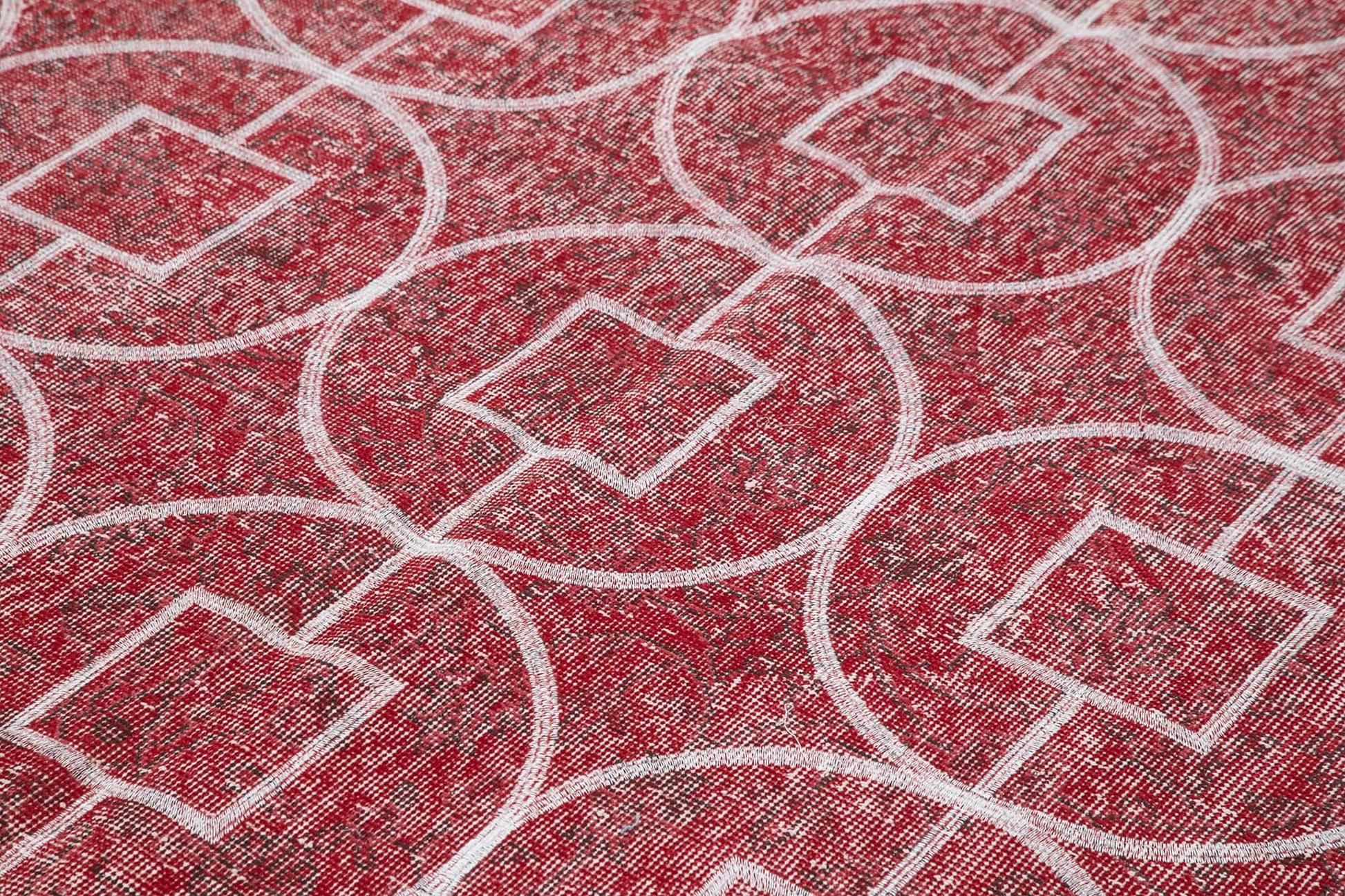 Geometric Carpet Kırmızı Geometrik Pamuk Yün El Dokuma Halısı 210x322 Agacan