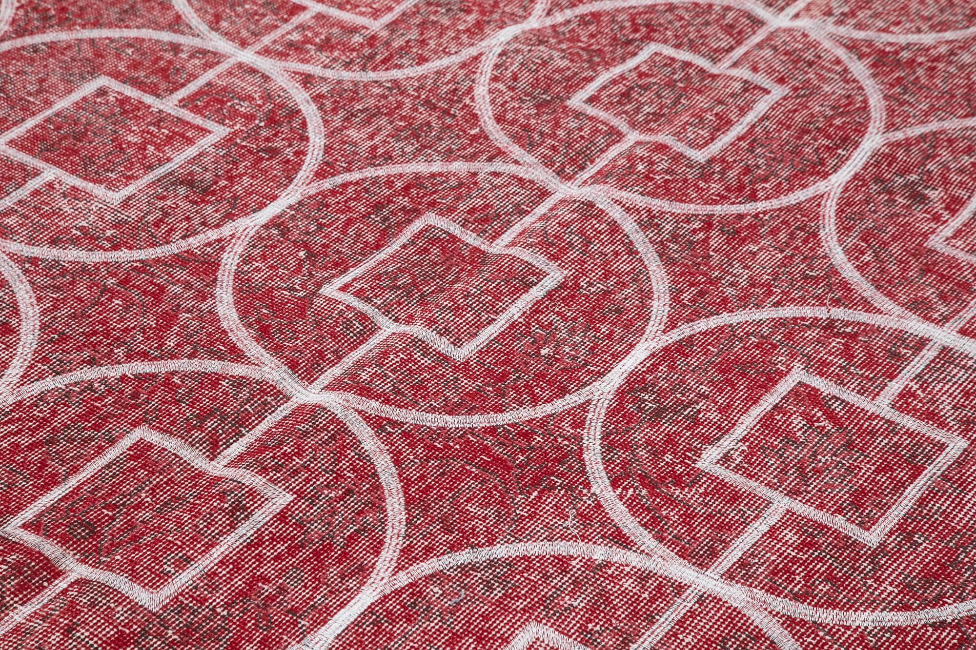 Geometric Carpet Kırmızı Geometrik Pamuk Yün El Dokuma Halısı 210x322 Agacan