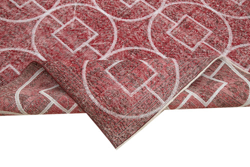 Geometric Carpet Kırmızı Geometrik Pamuk Yün El Dokuma Halısı 210x322 Agacan