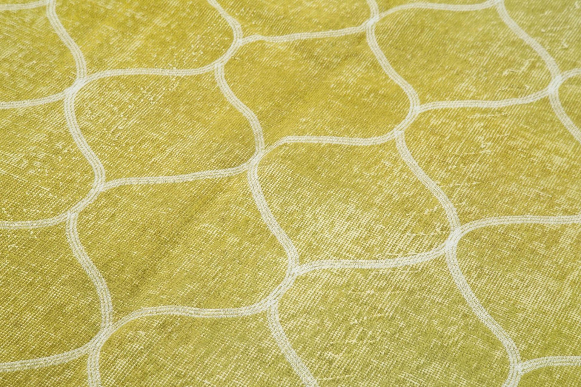 Geometric Carpet Sarı Geometrik Pamuk Yün El Dokuma Halısı 139x307 Agacan