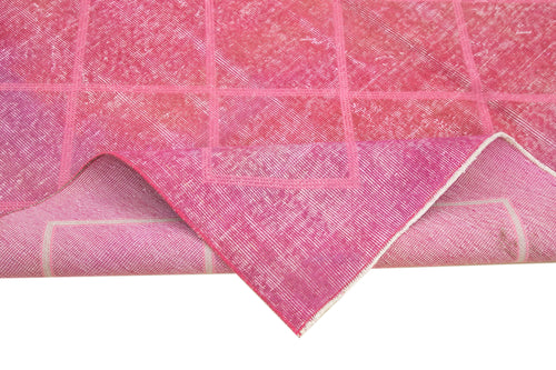 Geometric Carpet Pembe Geometrik Pamuk Yün El Dokuma Halısı 201x300 Agacan