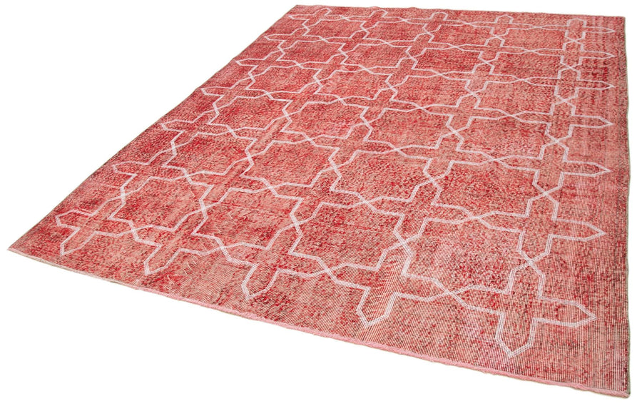 Geometric Carpet Kırmızı Geometrik Pamuk Yün El Dokuma Halısı 213x290 Agacan