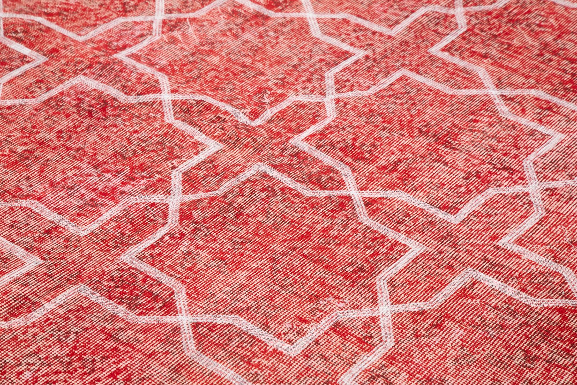 Geometric Carpet Kırmızı Geometrik Pamuk Yün El Dokuma Halısı 213x290 Agacan