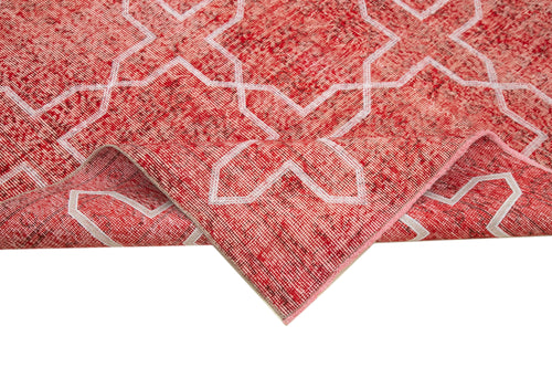 Geometric Carpet Kırmızı Geometrik Pamuk Yün El Dokuma Halısı 213x290 Agacan