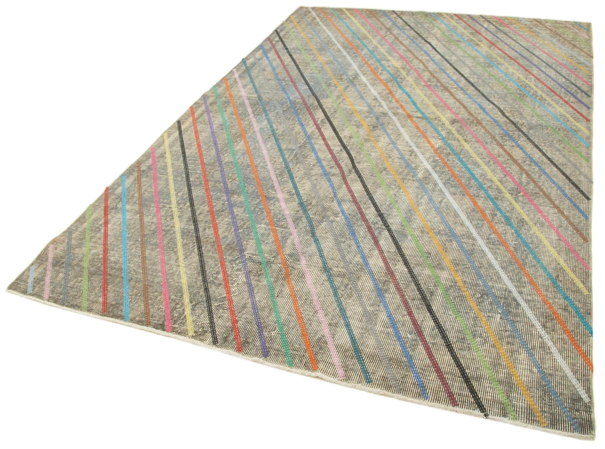 Geometric Carpet Gri Geometrik Pamuk Yün El Dokuma Halısı 173x278 Agacan