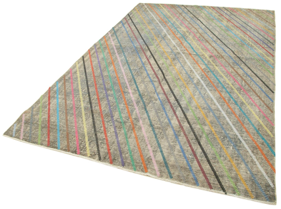 Geometric Carpet Gri Geometrik Pamuk Yün El Dokuma Halısı 173x278 Agacan