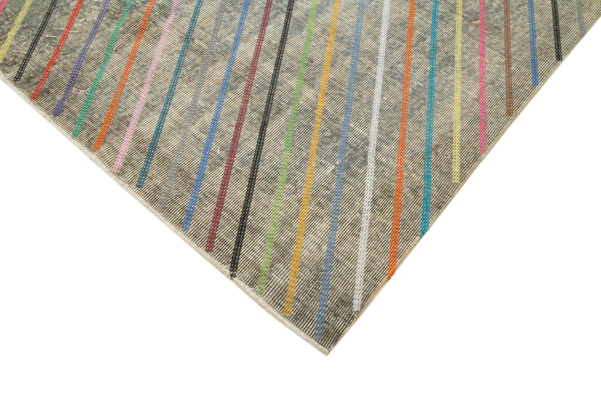 Geometric Carpet Gri Geometrik Pamuk Yün El Dokuma Halısı 173x278 Agacan