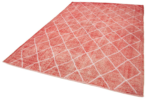 Geometric Carpet Kırmızı Geometrik Pamuk Yün El Dokuma Halısı 200x301 Agacan