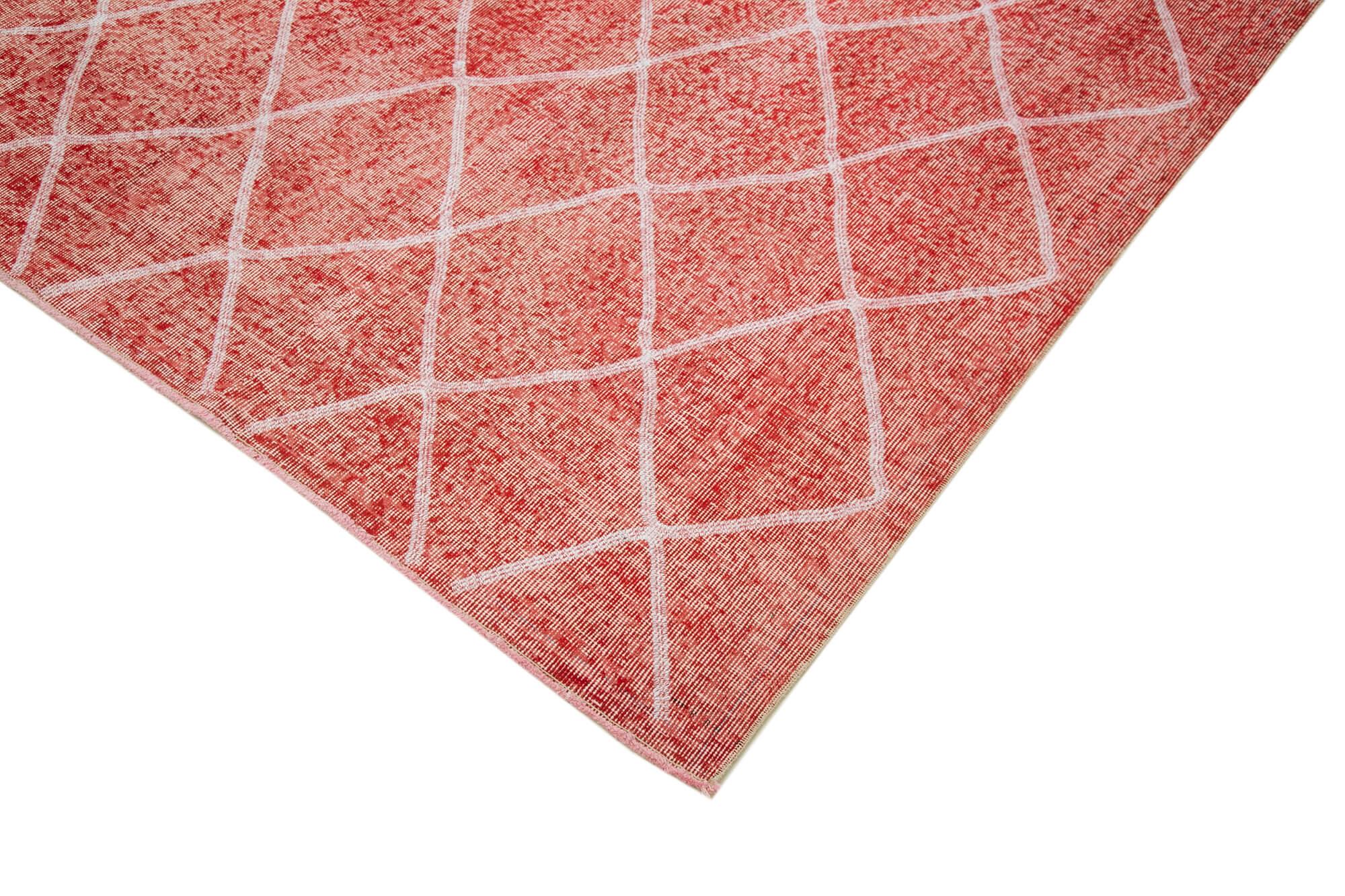 Geometric Carpet Kırmızı Geometrik Pamuk Yün El Dokuma Halısı 200x301 Agacan