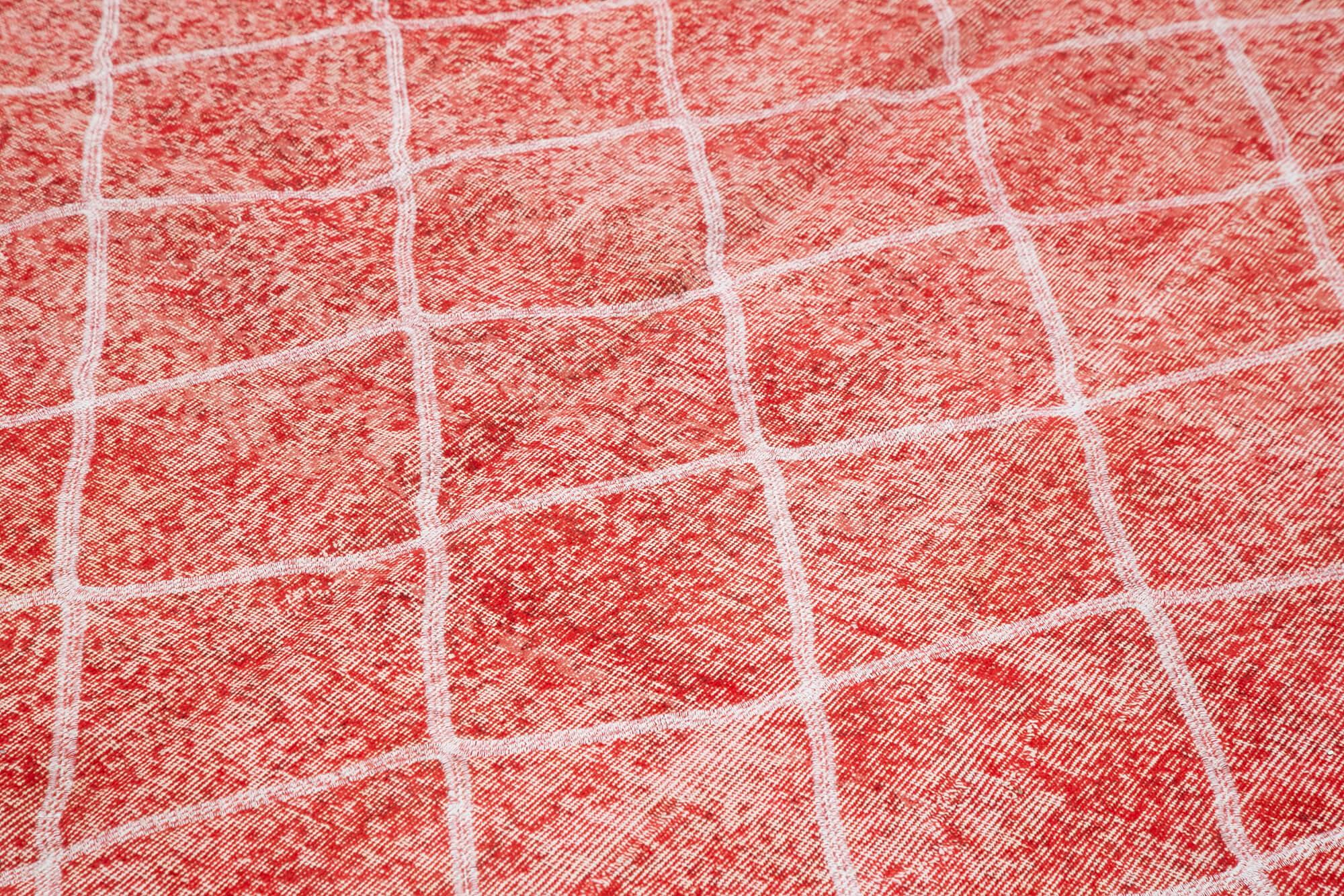 Geometric Carpet Kırmızı Geometrik Pamuk Yün El Dokuma Halısı 200x301 Agacan